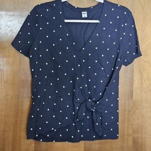 Old Navy blue with white polka dot top